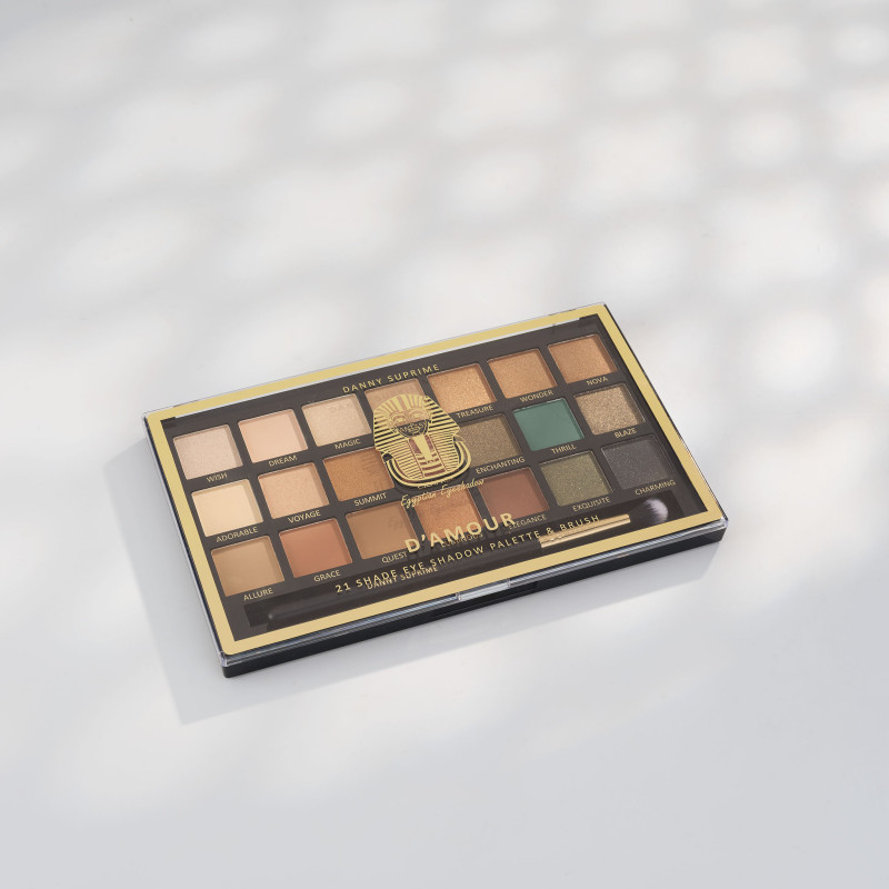 EGYPTIAN POWDER očné tiene - D'Amour - Paleta 21 farieb so štetcom - matné, lesklé a trbl