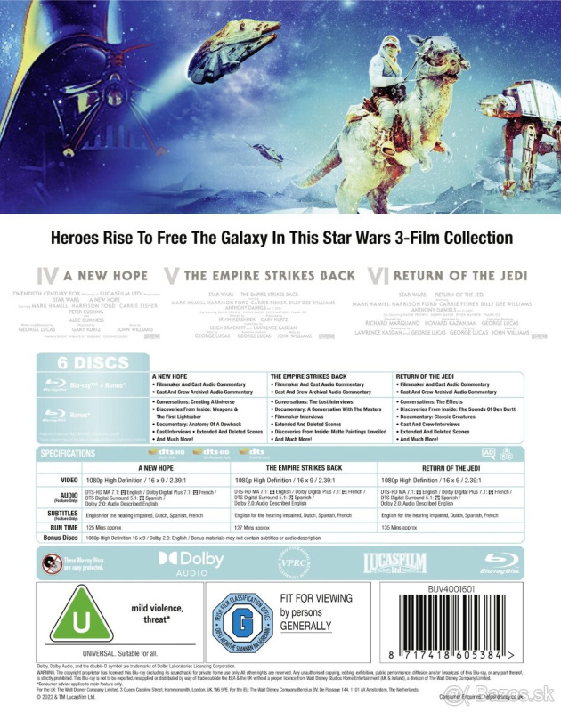 STAR WARS Trilogy na DVD 4x 3