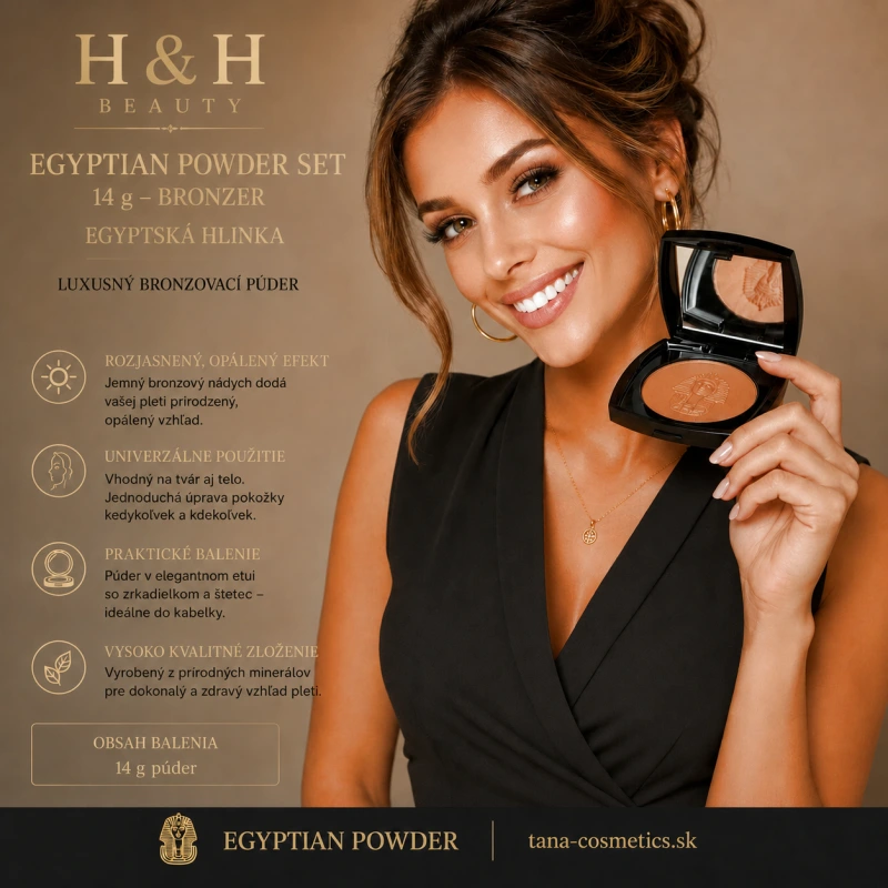 Egyptian-Powder ® - kompaktný púder 14g - bronzer so zrkadielkom