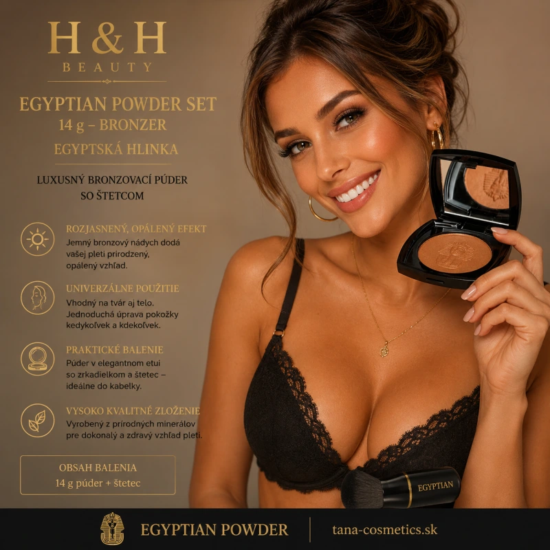 Egyptian-Powder ® - kompaktný púder 14g - bronzer so zrkadielkom