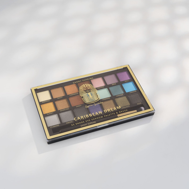 EGYPTIAN POWDER očné tiene - Caribbean Dream - Paleta 21 farieb so štetcom - matné, lesklé