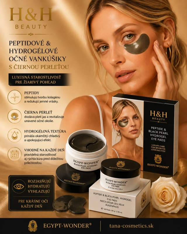 EGYPT-WONDER ® Peptidové & čierne perlové hydrogélové očné vankúšiky (60 ks)
