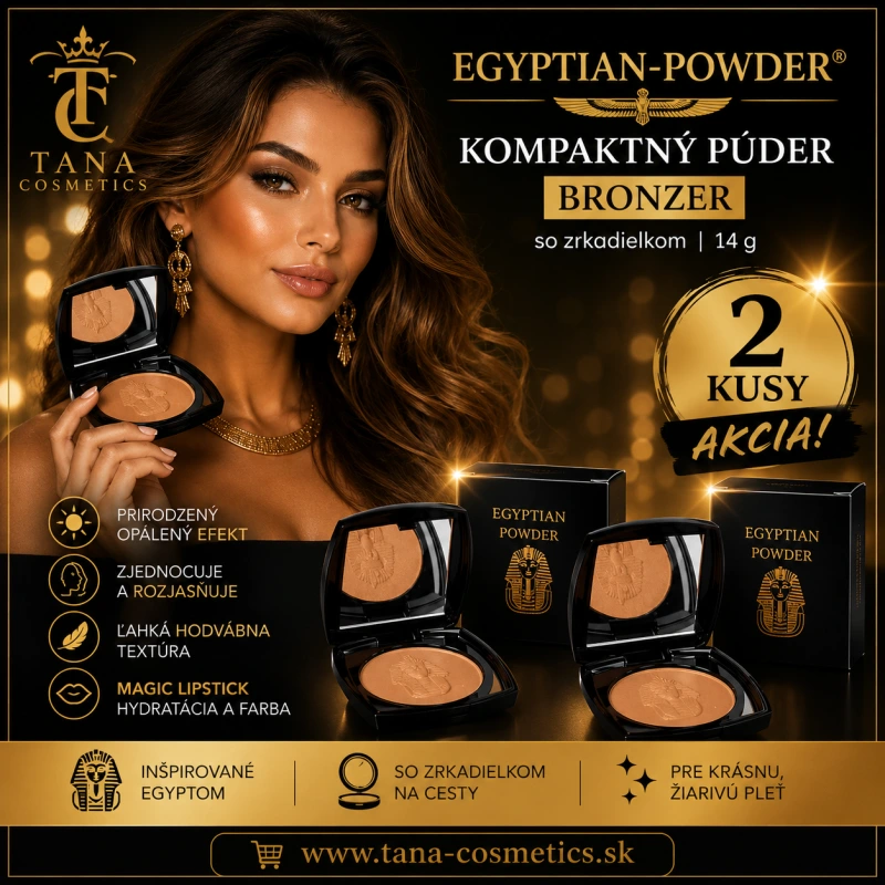 Egyptian-Powder ® - kompaktný púder 14g - bronzer so zrkadielkom 2 kusy