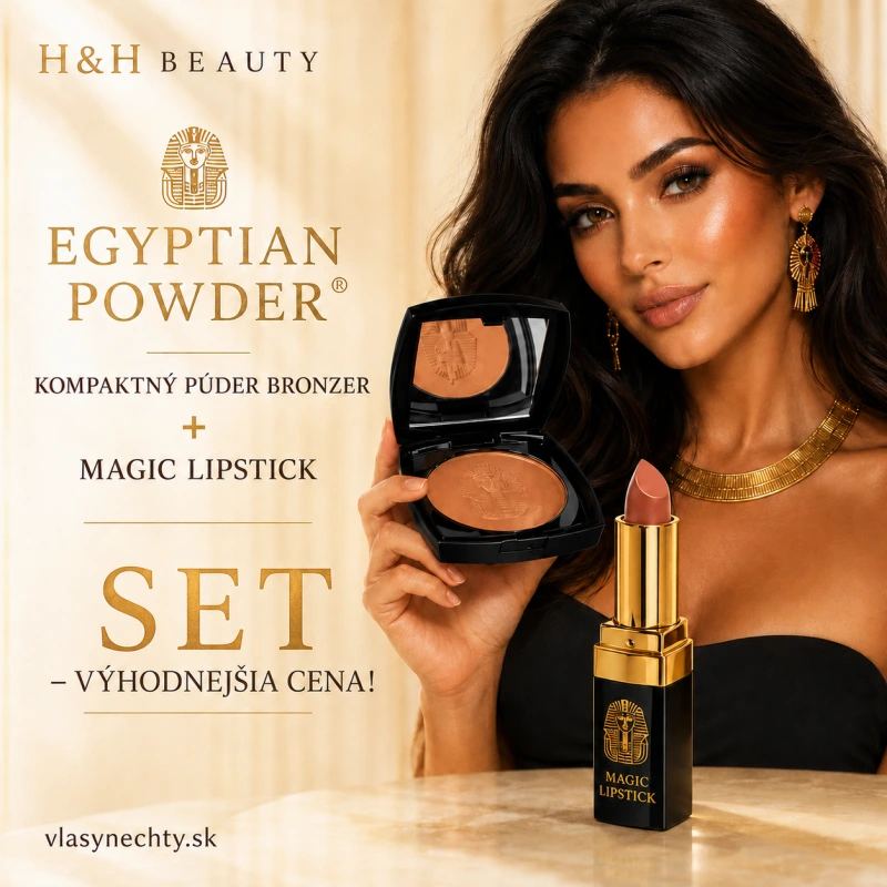 Egyptian-Powder ® - kompaktný púder 14g - bronzer so zrkadielkom + MAGIC LIPSTICK