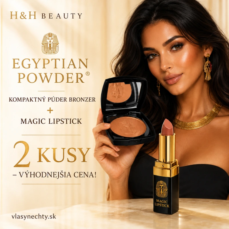 Egyptian-Powder ® - kompaktný púder 14g - bronzer so zrkadielkom + MAGIC LIPSTICK 5