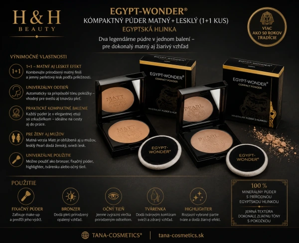 Egypt-Wonder púder kompaktný matný + leský púder 1+1 kus -egyptská hlinka 2
