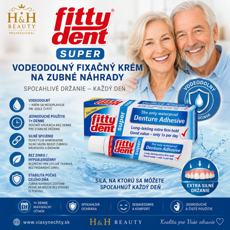 FITTYDENT Super fixačný krém na zubné náhrady 40 g – vodeodolný fixačný krém