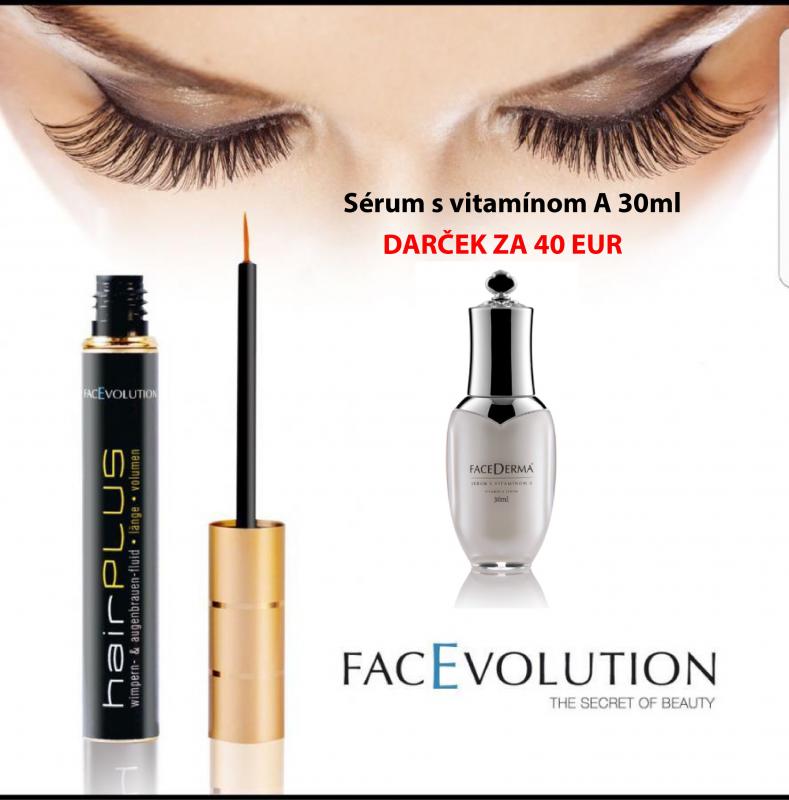 FacEvolution Hairplus rastové sérum na riasy a obočie +Sérum v vitamínom A 30 ml ZDARMA